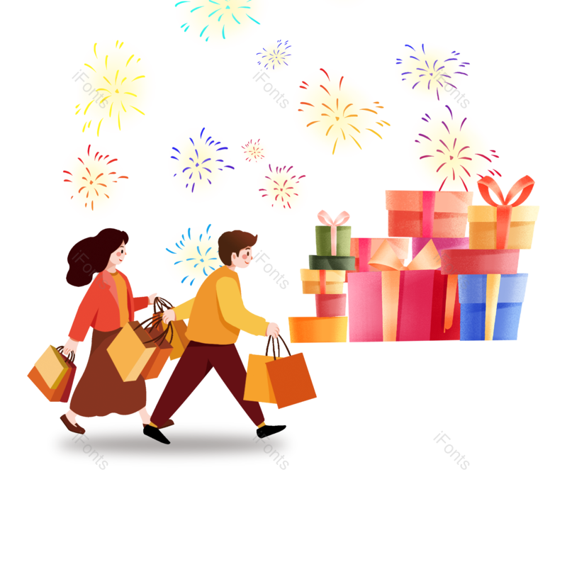 插画图片,素材元素,情侣PNG,女神节免抠素材